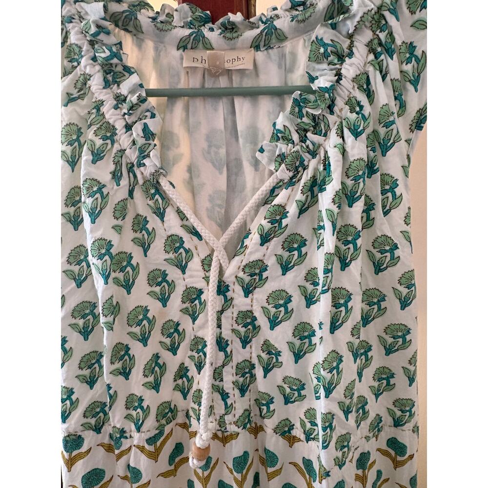 Philosophy Tiered Maxi Dress w/ Paisley Blues and Green Dress Sz XL - Picture 2 of 5